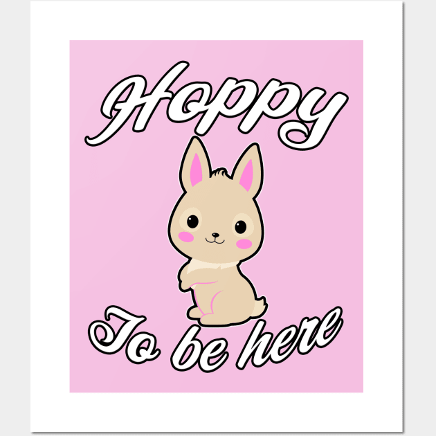 Hoppy To Be Here White Wall Art by Shawnsonart